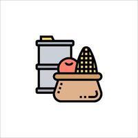 Corn, beans and a barrel icon vector