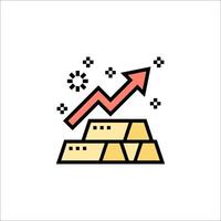 Gold bar icon with arrow going up vector
