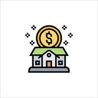 A house with a dollar coin on top of it vector