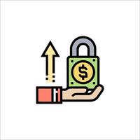A hand holding a padlock with a dollar sign on it vector