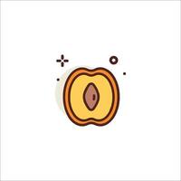 A peach icon with a slice cut in half vector