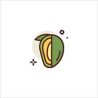 An avocado icon with a slice of fruit vector