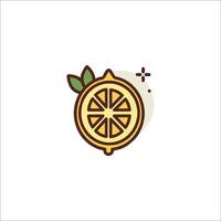 A lemon slice icon with a leaf on it vector