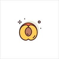 A peach icon with a slice of fruit vector