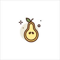 A pear icon with a green leaf on it vector