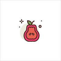 A fruit icon with a red and pink background vector