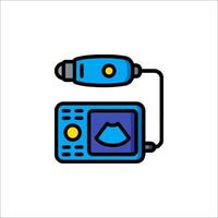 A blue and yellow electronic device with a microphone vector