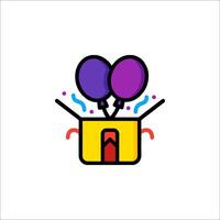 A colorful box with balloons inside vector
