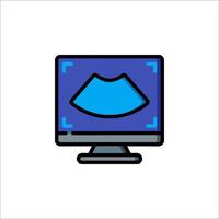 A computer monitor with a blue hat on it vector