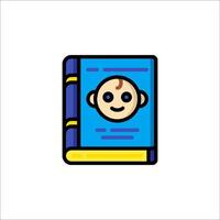 A baby book icon with a face on it vector