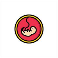 A baby in a red circle with a yellow border vector