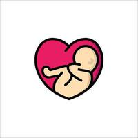 A baby in a heart shape with a pink heart vector