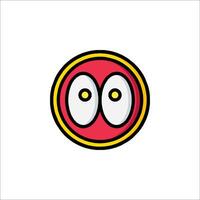 A red and yellow circle with two eyes vector