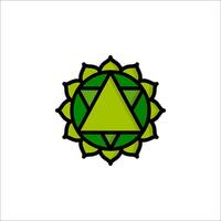 A green and black triangle with a flower in the center vector
