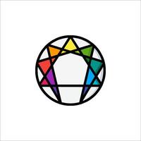A colorful geometric shape with a rainbow in the center vector