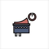 A red and blue icon of a clock vector