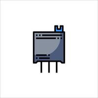 A circuit board with a blue and white icon vector