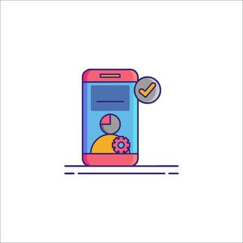 un teléfono con un cheque marca en eso y un persona en el antecedentes vector