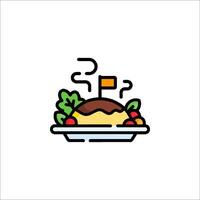 A plate with a turkey on it and vegetables vector