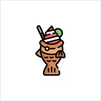 A cartoon ice cream sundae with a straw vector