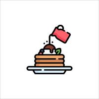 Pancakes with ice cream and syrup icon vector