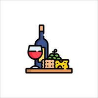 Wine and cheese icon vector