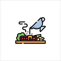 A hamburger and fries icon on a plate vector