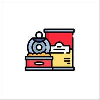 A can of food and a box of cereal vector