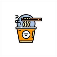 A cartoon of a bowl of noodles with chopsticks vector