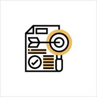 A magnifying glass icon with a paper document vector