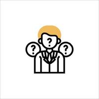A man with question marks on his head vector