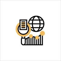 A globe and a magnifying glass icon vector
