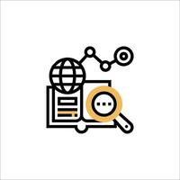 A magnifying glass and a globe icon vector
