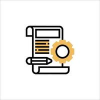A document with gears and a clock icon vector