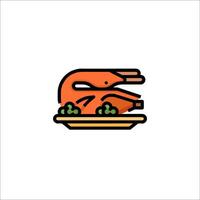 A chicken on a plate icon vector