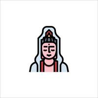 A buddha icon with a red head and a white background vector