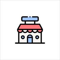 A small store icon with a red and blue roof vector