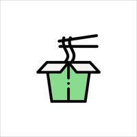 A green and black box with chopsticks in it vector