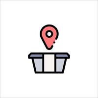 A basket with a pin on it and a map marker vector