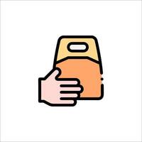 A hand holding a bag icon on a white background vector