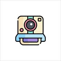 A camera icon with a pink and blue stripe vector
