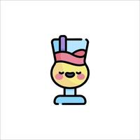 A cartoon drink with a straw in it vector