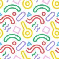 hand drawn colorful line and abstract geometric shape pattern art illustration isolated on white vector