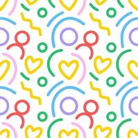 Whimsical Hand-Drawn Abstract Shapes cute beautiful hand drawn colorful line and abstract geometric shape pattern art illustration isolated on white vector
