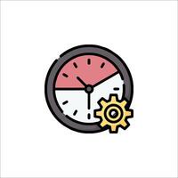 A clock and gear icon on a white background vector