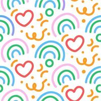 Playful Geometric Art Hand-Drawn cute beautiful hand drawn colorful line and abstract geometric shape pattern art illustration isolated on white vector