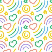 Colorful Hand-Drawn Geometric Patterns cute beautiful hand drawn colorful line and abstract geometric shape pattern art illustration isolated on white vector