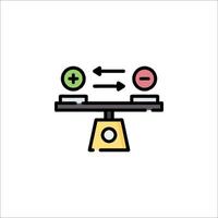 A balance scale with two different colored balls on it vector