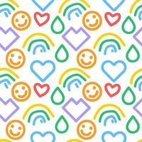 Playful Art Hand-Drawn Colorful Patterns cute beautiful hand drawn colorful line and abstract geometric shape pattern art illustration isolated on white vector