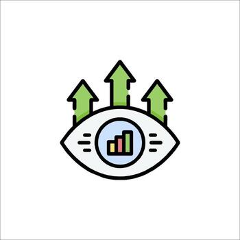 An eye with arrows and a graph on it vector